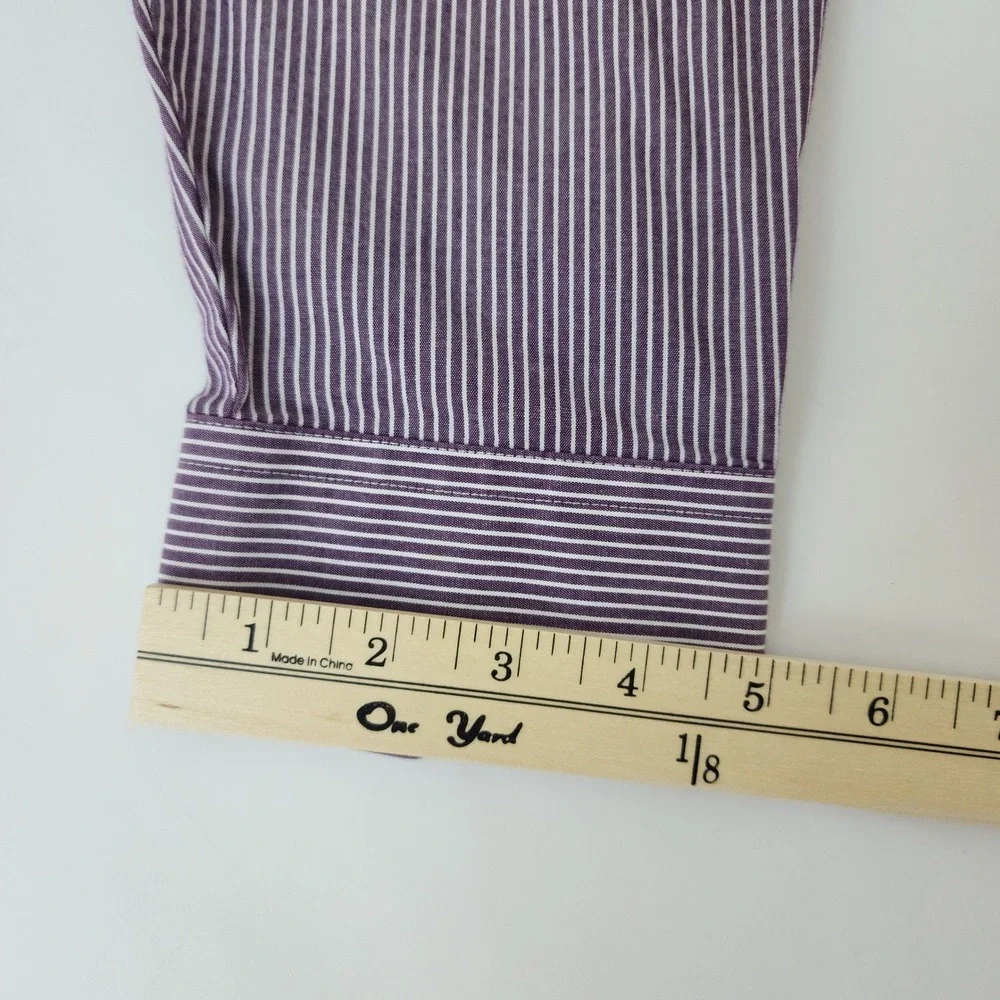 Stafford Travel Performance Dress Shirt Mens XL Purple White Stripe Button Down